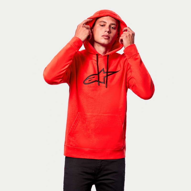 Mikina Alpinestars Ageless 2 Hoodie fluo červeno-černá
