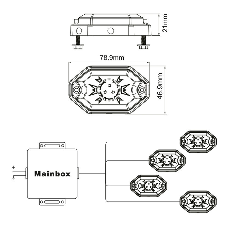 HAI LED-VALO, RGB, MONIVÄRINEN, BLUETOOTH-OHJAUS, 4 KPL SETTI