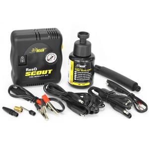 AirMan ResQ Scout -rengaskorjaussarja, jossa on kompressori + 100 ml:n täydennyspakkaus