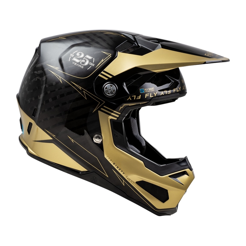 Motocross kypärä FLY Racing Formula S Carbon musta-kultainen