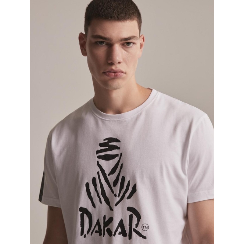 T-paita DAKAR DKR Logo 123 valkoinen alennusmyynti