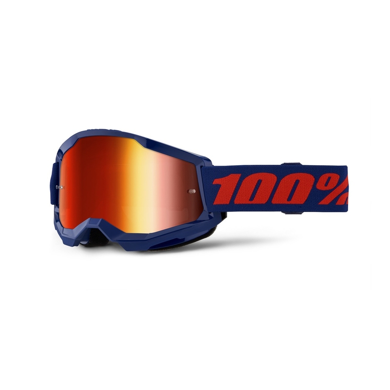 Motocross lasit 100% STRATA 2 Uusi sininen (punainen pleksi)