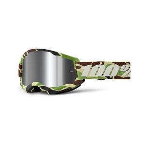 Motocross lasit 100% STRATA 2 New War Camo vihreä (hopea plexi)