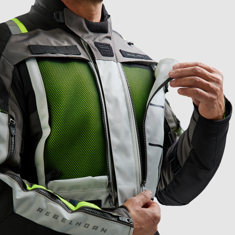 Rebelhorn Cubby V musta-harmaa-fluo-keltainen moottoripyörätakki