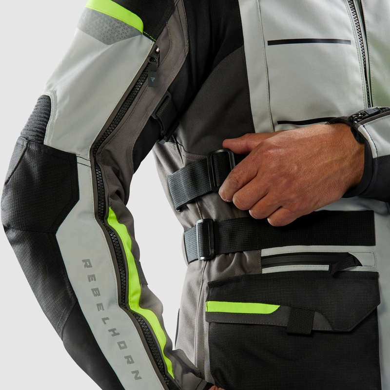 Rebelhorn Cubby V musta-harmaa-fluo-keltainen moottoripyörätakki