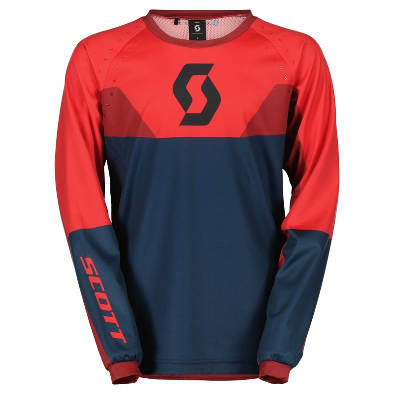 Lasten motocross pelipaita Scott EVO TRACK sininen-neonpunainen