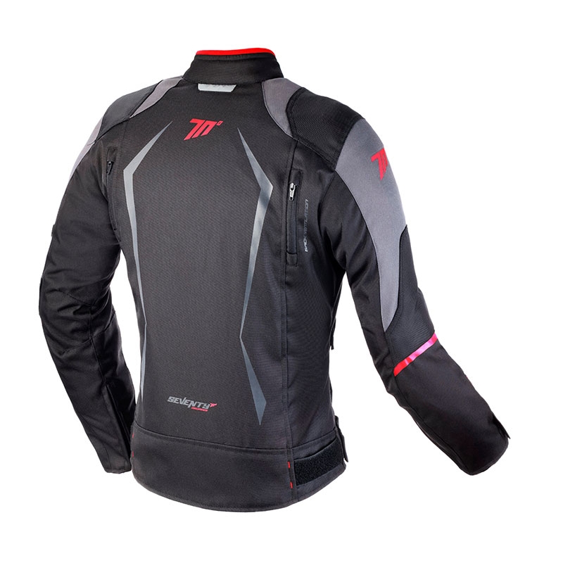 Naisten moottoripyörätakki SEVENTY DEGREES SD-JR49 musta-punainen