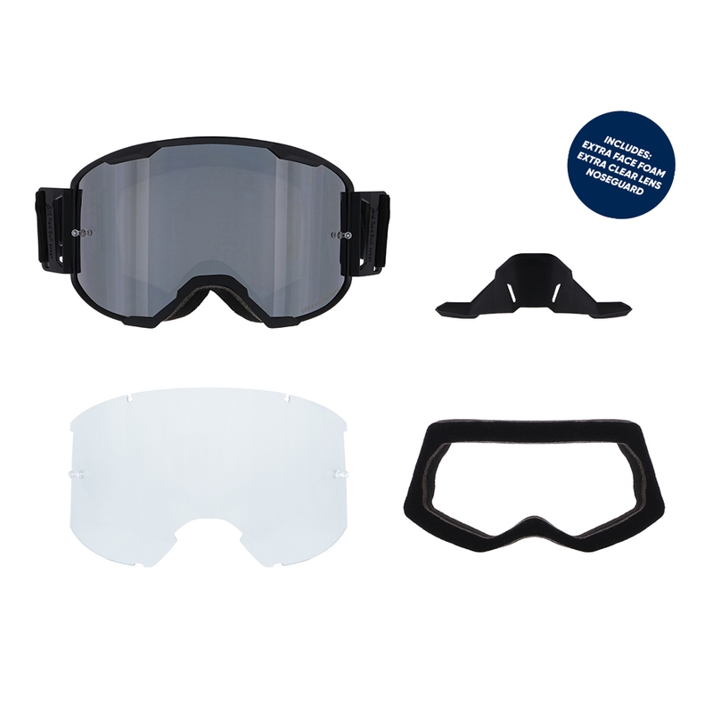 Motocross-lasit Red Bull Spect STRIVE S musta savustetuilla laseilla varustettuna