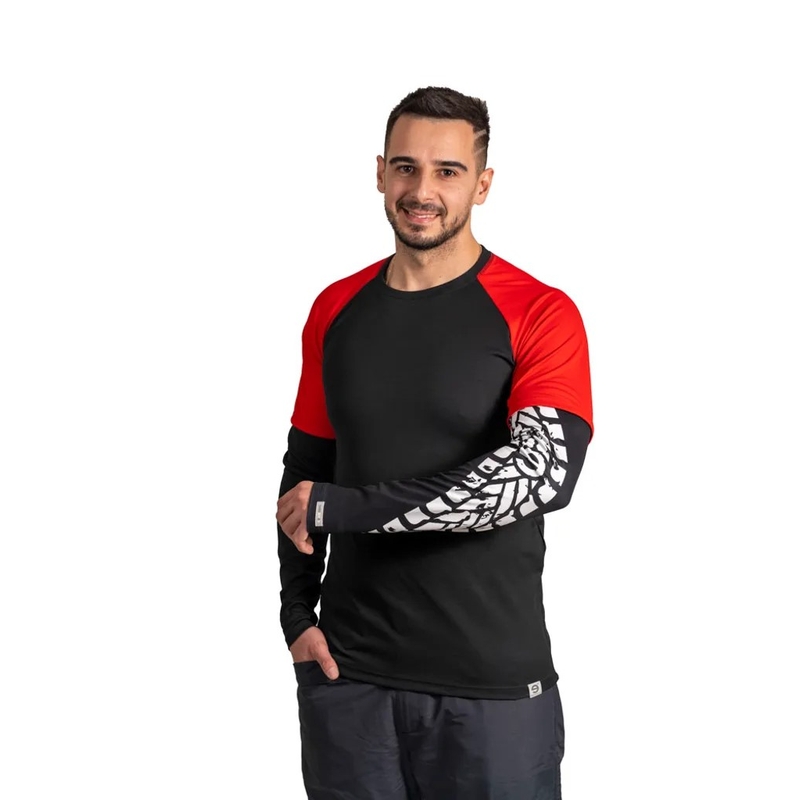 Pánské triko nanosilver® TRACK - dlouhý rukáv černo-červené