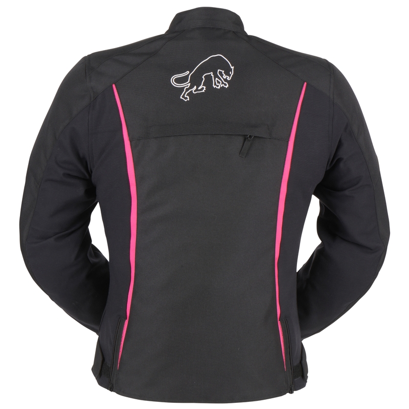 Naisten Furygan Odessa Musta, valkoinen ja vaaleanpunainen moottoripyörä takki