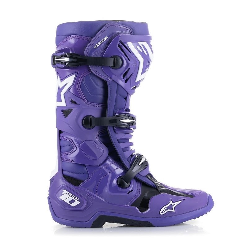 Alpinestars Tech 10 moottoripyöräsaappaat violetti-musta-valkoinen
