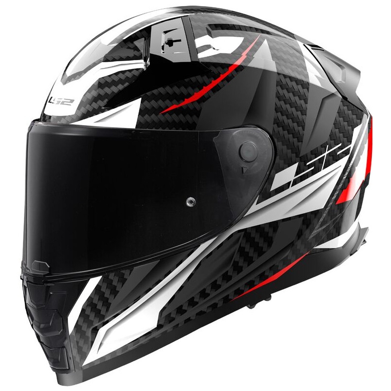 LS2 FF811 Vector II Carbon Savage valkoinen-punainen-harmaa integraalinen moottoripyöräilykypärä