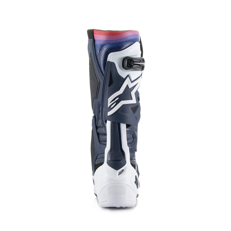 Alpinestars Tech 10 Supervented rei'itetyt tummansininen-valkoinen-punainen-violetti moottoripyöräsaappaat