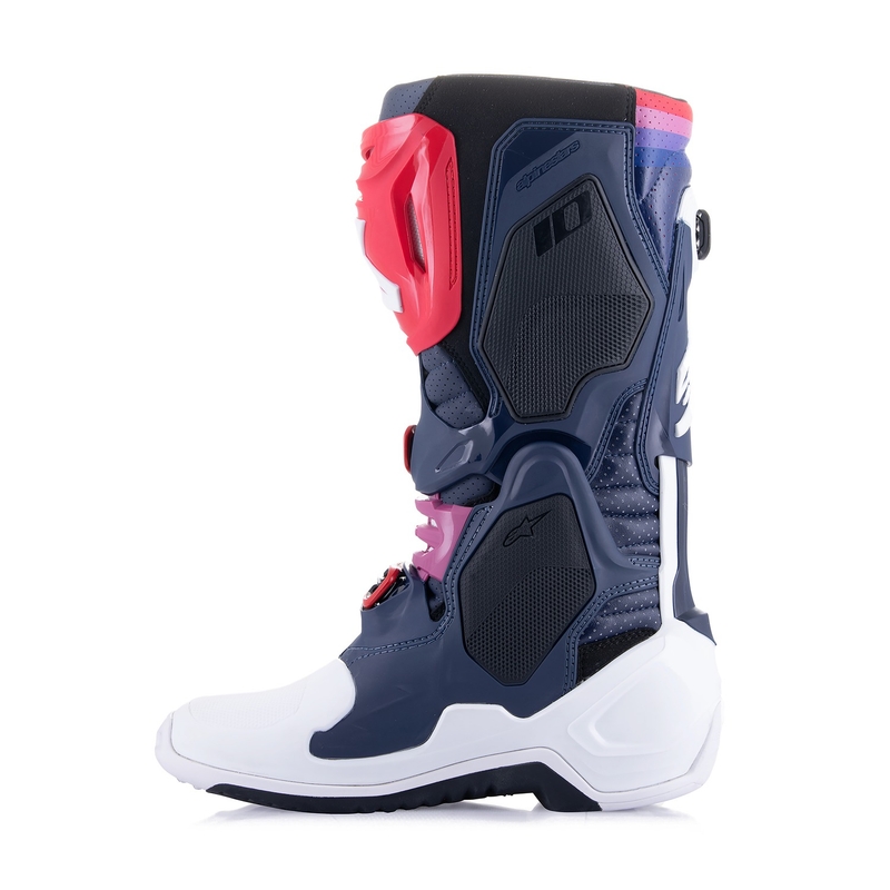Alpinestars Tech 10 Supervented rei'itetyt tummansininen-valkoinen-punainen-violetti moottoripyöräsaappaat