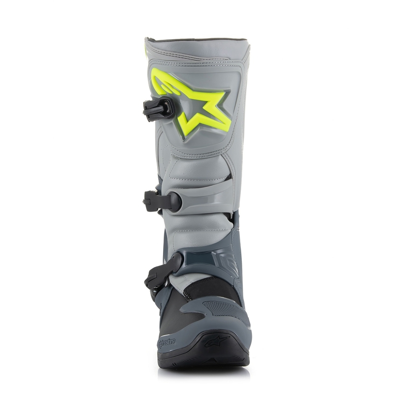 Alpinestars Tech 3 vaaleanharmaa-musta-fluo-keltaiset moottoripyöräsaappaat