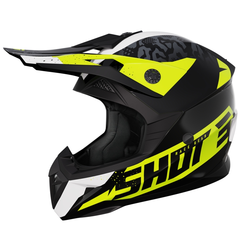 Motokrosová helma na motorku Shot Pulse Airfit černo-bílo-fluo žlutá lesklá výprodej