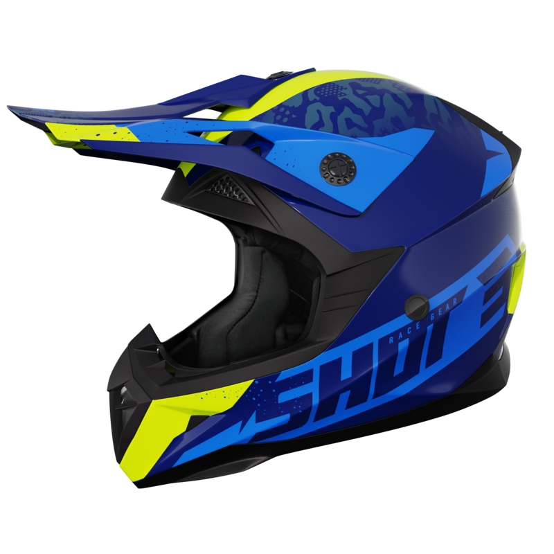 Motokrosová helma na motorku Shot Pulse Airfit modro-fluo žlutá lesklá výprodej