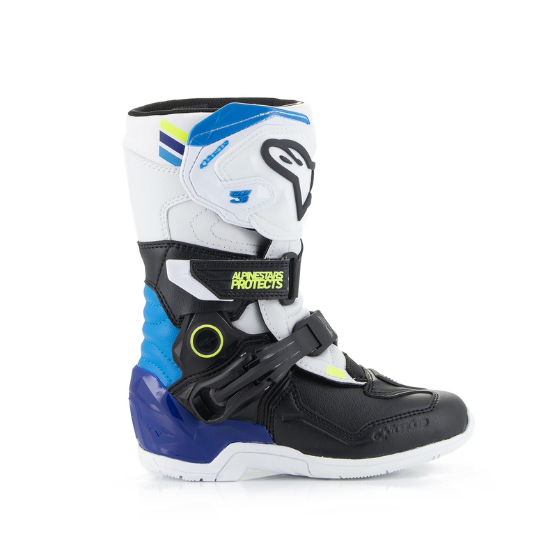 Alpinestars Tech 3S Kids valko-musta-siniset moottoripyöräsaappaat