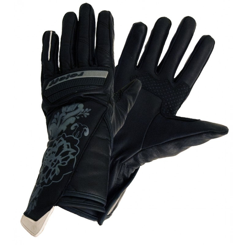 Naisten moto-hanskat Roleff Stuttgart musta-harmaa