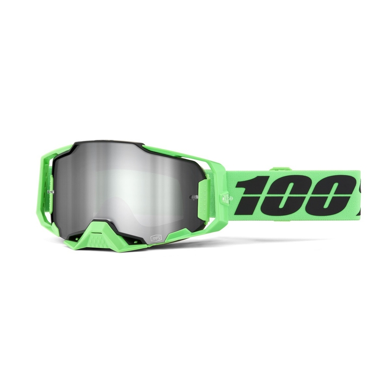 Motocross lasit 100% ARMEGA ANZA 2 vihreä (peilattu hopea plexi)