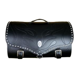 RSA K22 Black Demon musta nahkainen moottoripyörälaukku niiteillä 42 l