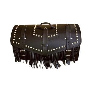 Nahkalaukku lukolla RSA K182 musta hapsuilla 57 l