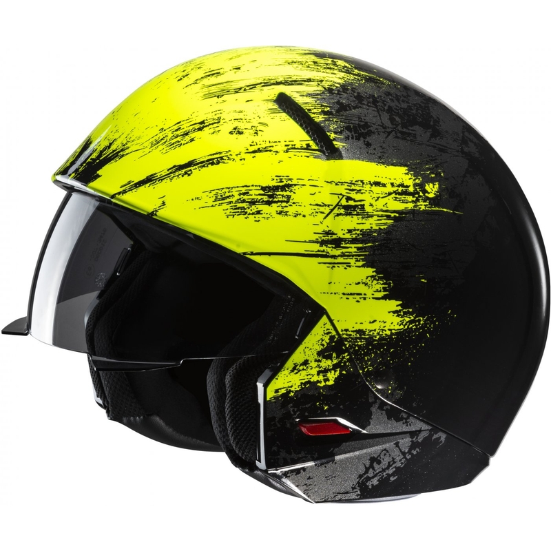 Avoin kypärä maskilla HJC i20 Furia MC3H musta-fluokankeltainen.