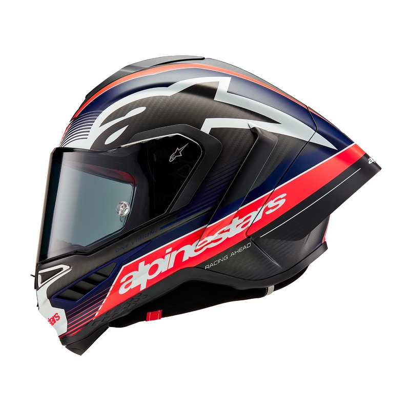 Alpinestars Supertech R-10 Team carbon fluo punainen-sininen-valkoinen matta integroitu moottoripyöräilykypärä