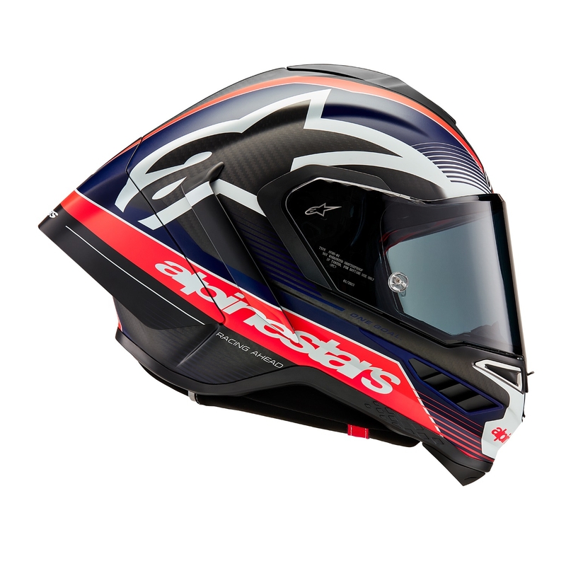 Alpinestars Supertech R-10 Team carbon fluo punainen-sininen-valkoinen matta integroitu moottoripyöräilykypärä