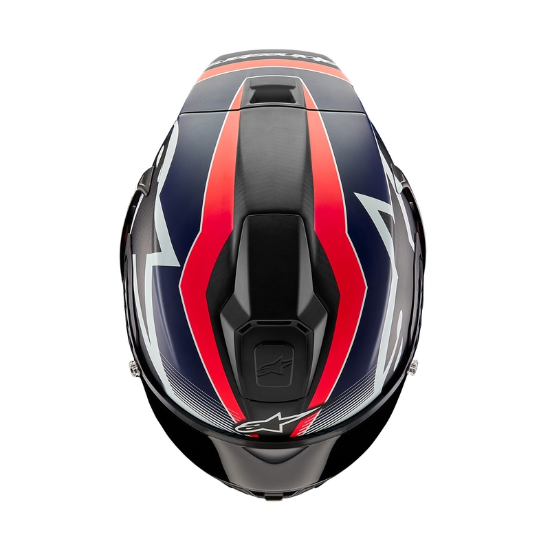 Alpinestars Supertech R-10 Team carbon fluo punainen-sininen-valkoinen matta integroitu moottoripyöräilykypärä
