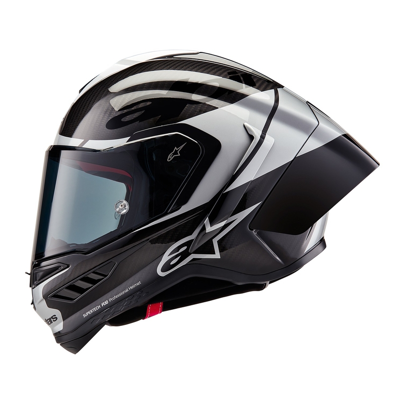 Alpinestars Supertech R-10 Element carbon hopea-musta integroitu moottoripyöräilykypärä