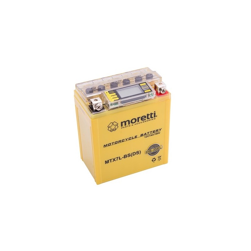 Bezúdržbová gelová baterie Moretti MTX7L-BS, 12V 7Ah s měřičem napětí