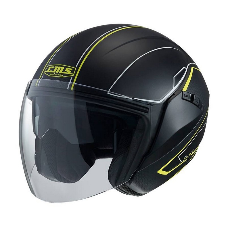 Otevřená přilba na motorku CMS S-JET Vision černo-fluo žlutá