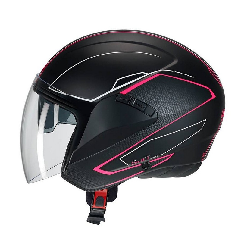 Otevřená přilba na motorku CMS S-JET Vision černo-fuchsiová