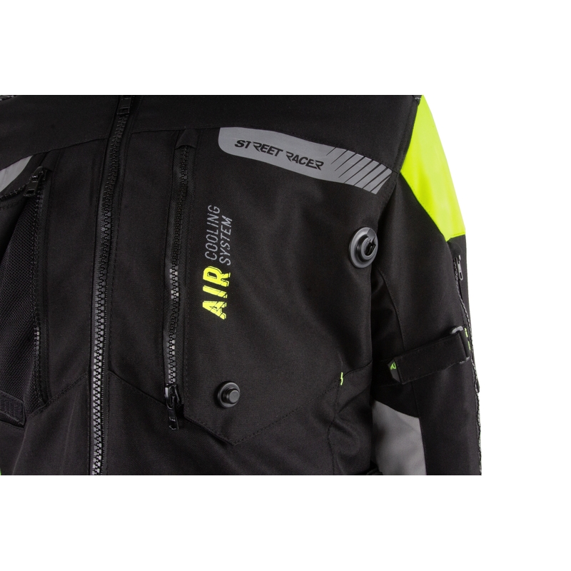 Street Racer All Season Black-Fluo Yellow Moottoripyöräily takki