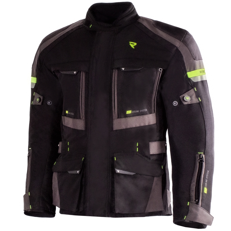 Moottoripyörätakki Street Racer Rocket musta-harmaa-fluo keltainen