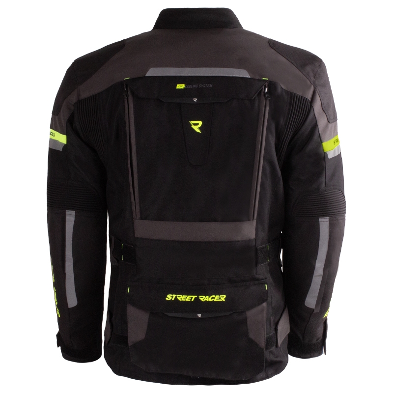 Moottoripyörätakki Street Racer Rocket musta-harmaa-fluo keltainen
