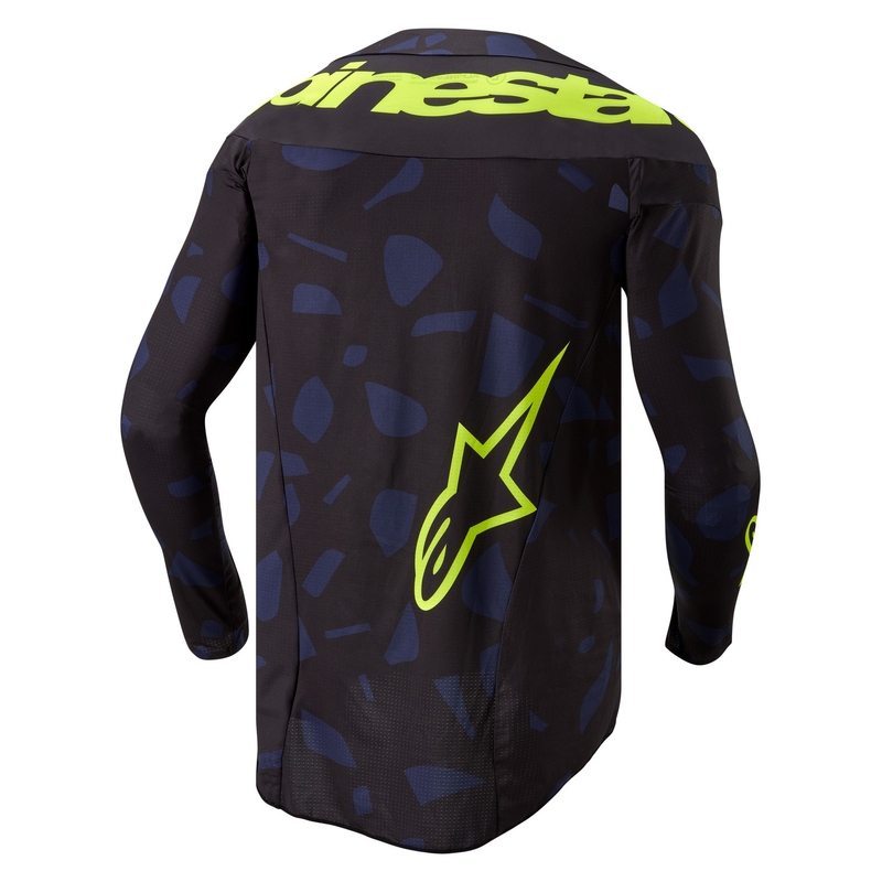 Motokrosový dres Alpinestars Techstar Rantera černo-modro-fluo žlutý
