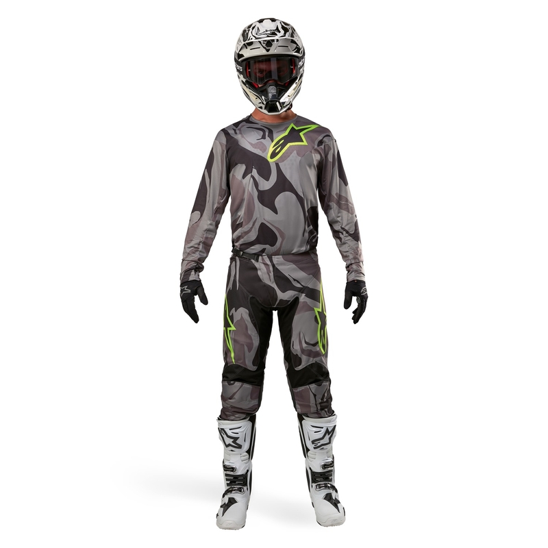 Alpinestars Racer Tactical Motocross-housut harmaa camo-fluo-kelta-musta