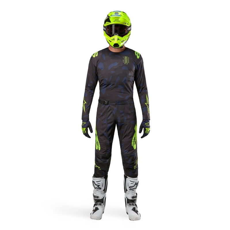 Alpinestars Techstar Rantera Motocross-housut Musta-Sininen-Fluo Keltainen