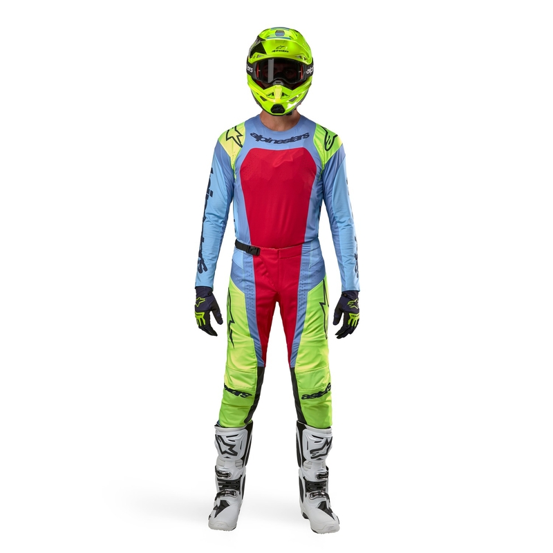 Alpinestars Techstar Ocuri Motocross-housut Vaaleansininen-Fluo Keltainen-Punainen