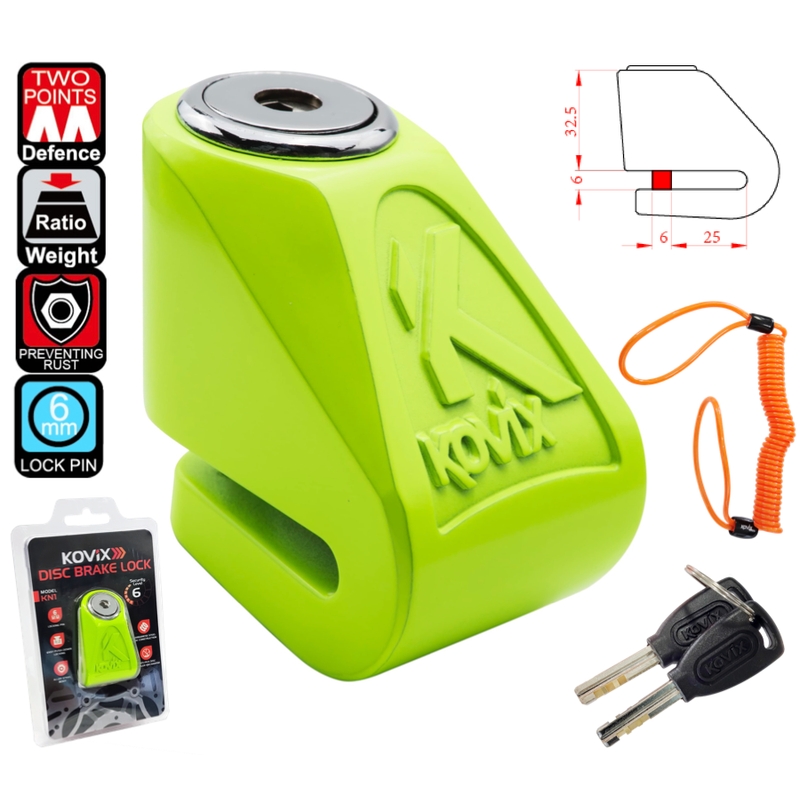 Levyjarrun lukko KOVIX KN1 fluo-keltainen