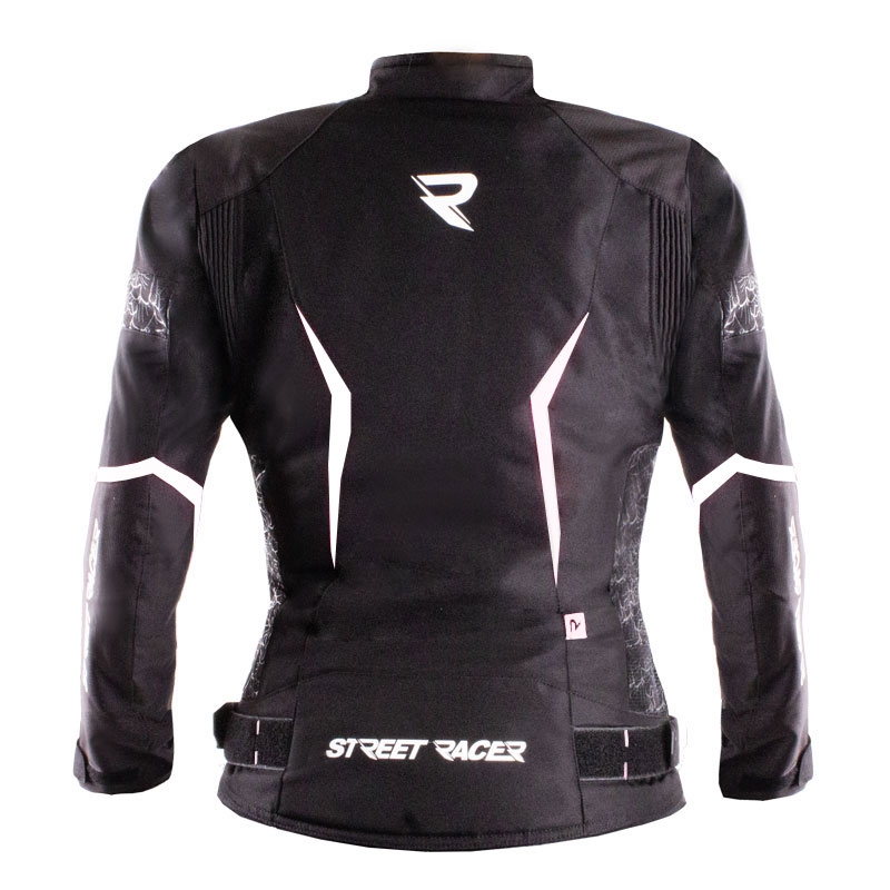Naisten Street Racer Rose Air Musta ja valkoinen moottoripyörä takki