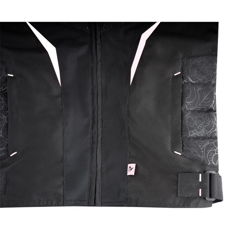 Naisten Street Racer Rose Air Musta ja valkoinen moottoripyörä takki