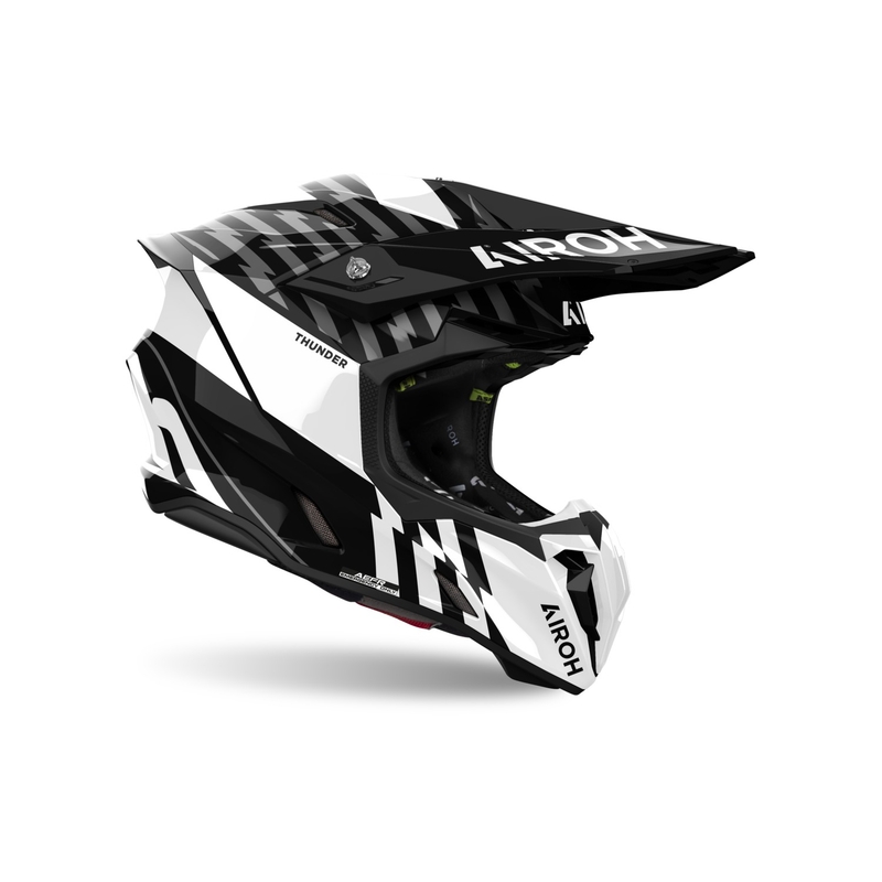Motocross kypärä Airoh Twist 3 Thunder kiiltävä musta ja valkoinen