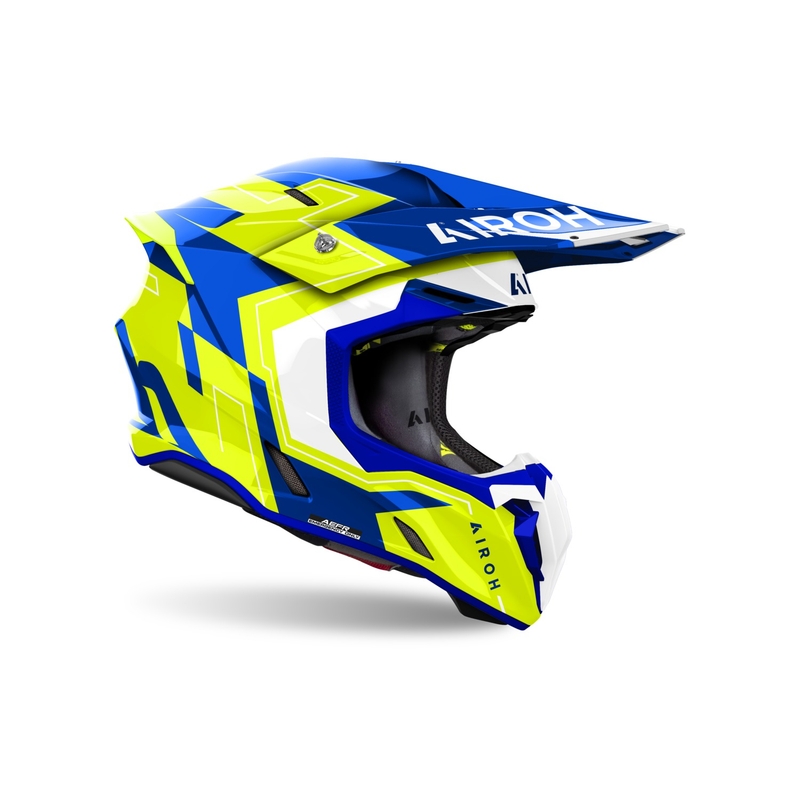 Motocross kypärä Airoh Twist 3 Dizzy kiiltävä sini-keltainen