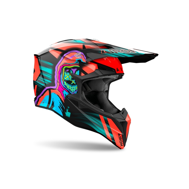 Motocross kypärä Airoh Wraaap Cyber kiiltävä oranssi