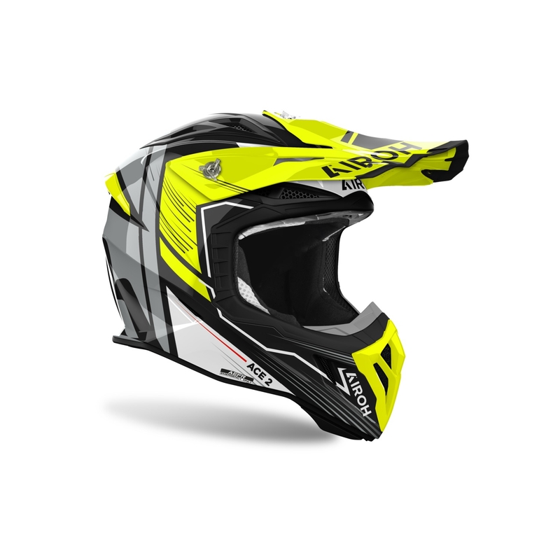 Motocross kypärä Airoh Aviator Ace 2 Engine kiiltävä keltainen
