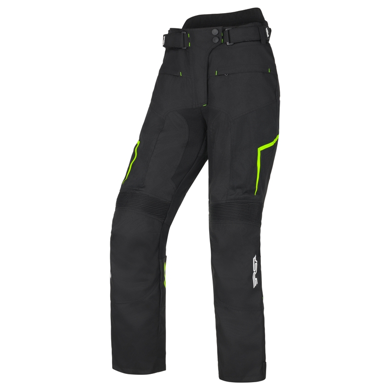 Naisten RSA Bolt Musta-valkoinen-keltainen moottoripyöräilyhousut