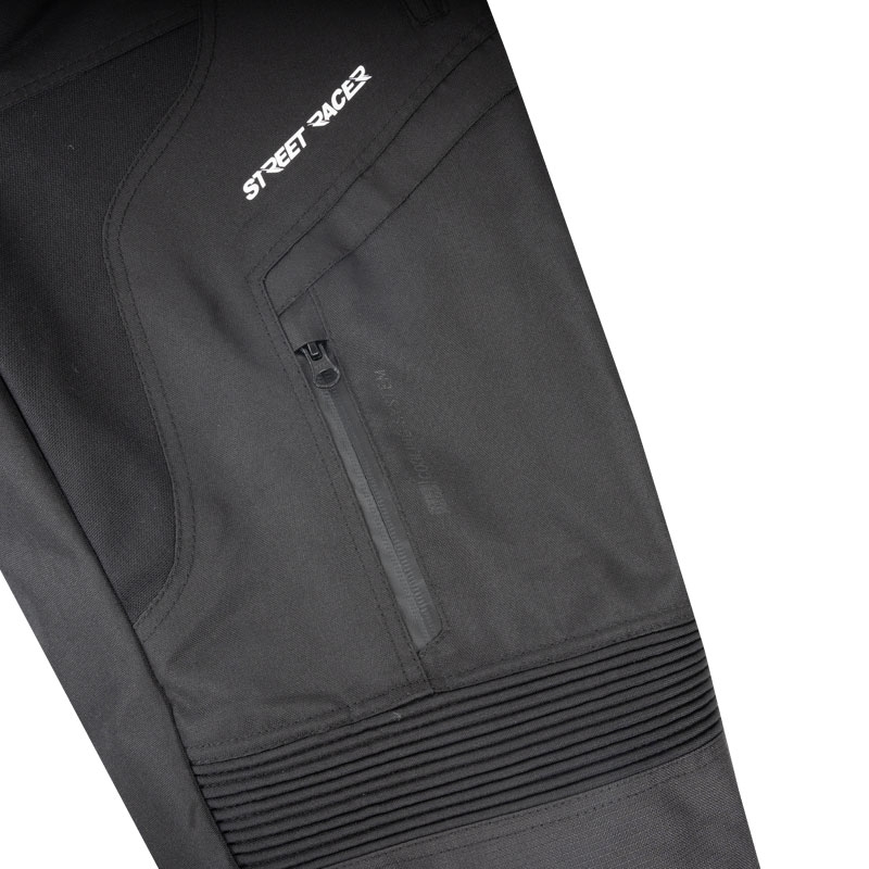 Street Racer Vix Musta pidennetty moottoripyöräilyhousut Musta pidennetty moottoripyörä housut